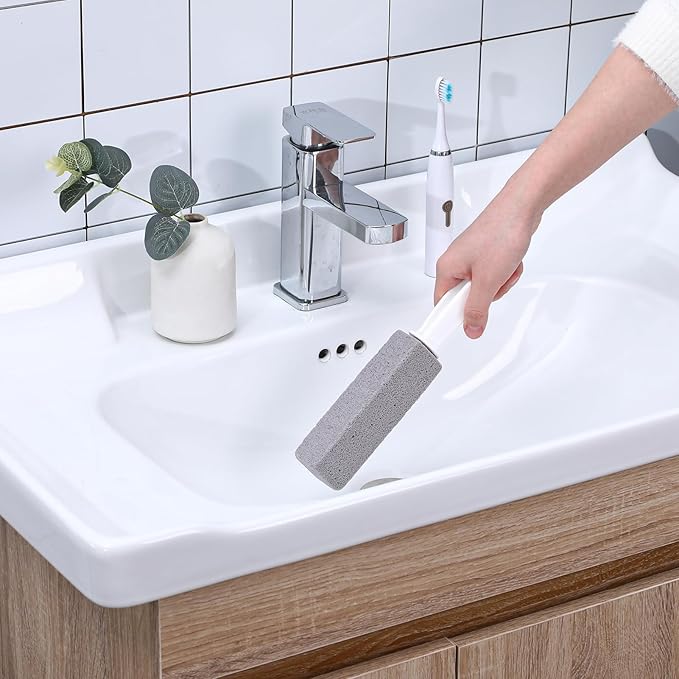 7 Pack Pumice Stone for Toilet Cleaning, Pumice Stone Toilet Bowl Cleaner, Pumice Scouring Stick with Handle, Powerfully Cleans Hard Water Rings, Replaceable Design