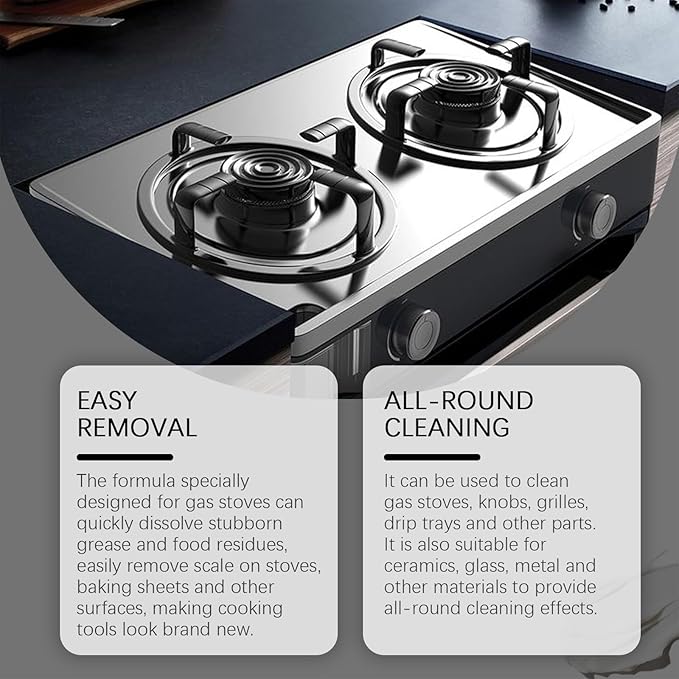 Gas Range Cleaner Degreaser,Effective Clean Up Kitchen Oil Stains,Grease & Grime Remover, Kitchen Cooktop Cleaning Spray, 4FL.OZ