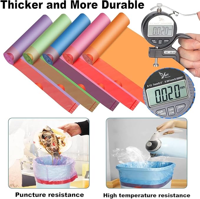 Small Trash Bags 4-6 Gallon,Extra Thick & Strong 4 Gallon Garbage Bags Drawstring 5 Gallon Trash Bags Small Garbage Bags Unscented Waste Basket Liners for Kitchen,Bathroom,Office(80 Counts)