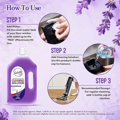 84.53 FL OZ/ 2.5 L Lavender Scent Floor Cleaning Solution Compatible with Tineco，No Residue & Long-lasting Fragrance, Floor Cleaner Refill for All Robot Vacuums & Cordless Floor Washers/Mop Vacuums