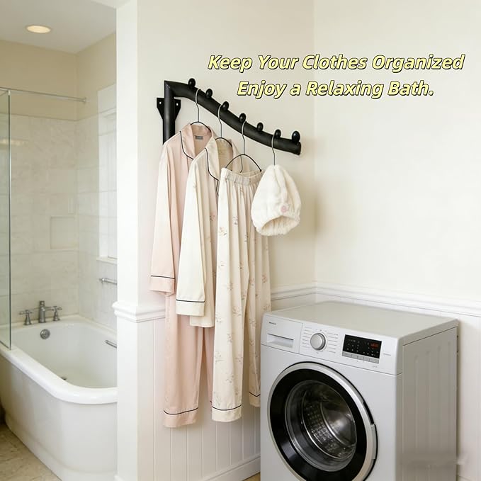 2pcs Swing Clothes Hanger Rack,Wall Mounted Clothes Rack,Heavy Duty Folding Drying Rack,Space Saving Clothes Hanger Organizer for Bathroom,Bedroom,Laundry Room
