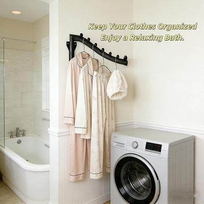 2pcs Swing Clothes Hanger Rack,Wall Mounted Clothes Rack,Heavy Duty Folding Drying Rack,Space Saving Clothes Hanger Organizer for Bathroom,Bedroom,Laundry Room