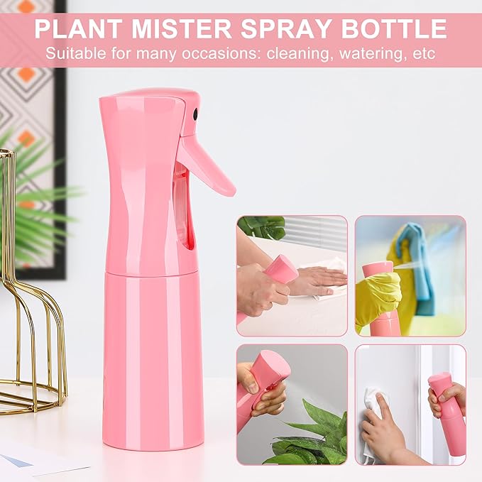 (Pink Hair Mister Spray Bottle，Spray Water Bottle Fine Mist Refillable Plants（6.8OZ /200ML） Barber，Showering Pets, Plants, travel, Ironing and Cleaning ﻿ ﻿ ﻿(Continuous Spray)