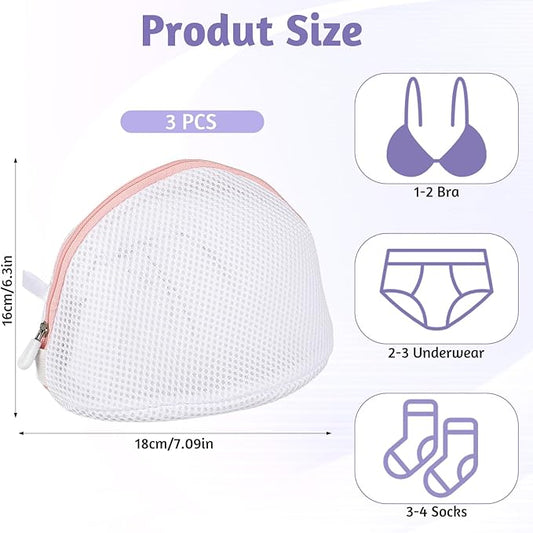 Giantree 3 Pcs Bra Washing Bags, Mesh Wash Bag for Bras with Zipper, Large Bra Washing Bags for Laundry, Bra Laundry Bags for Washing Machine Women Lingerie Bags Wash for Washing Delicates
