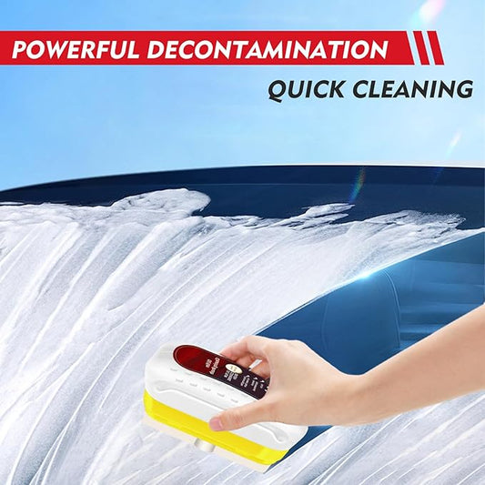 Automotive Oil Film Cleaning Brush with Reusable Foam Sprayer, Upgraded Antifog Glass Cleaning Board, Glass Oil Film Remover for Car Windows & Windshields, Versatile Car Glass Cleaner Brush (White)