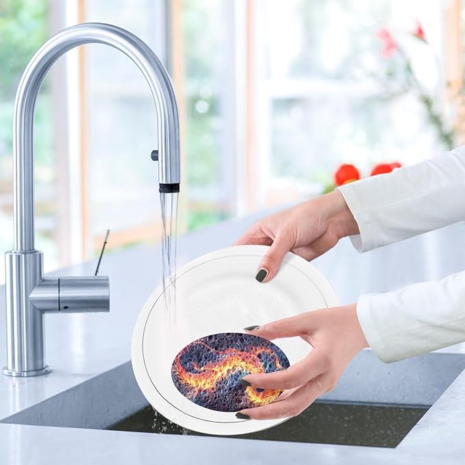 Dragon Kitchen Scrub Sponges, Pop-up Kitchen Cleaning Sponges Reusable Dish Washing Sponges for Bathroom Household Cleaning 3 Pack - Non Scratch Scrubber