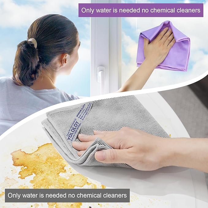 Window & Enviro Cleaning Cloth Kit (Purple & Grey) - Streak-Free With Just Water, Purple Window Cloth Cleans Smooth Surfaces, While Grey Cloth Is Suitable For Most Items. Reusable & Machine Washable.