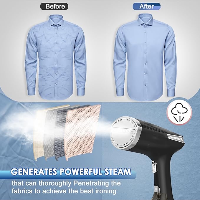 Steamer for Clothes,10s Fast Heat-up Handheld Clothes Steamer, Fast Wrinkle Remover with 300ml Tank, Garment Steamer Ideal for Most Fabrics, Easy to Use, Clothes Steamer with Brushes for Home, Travel