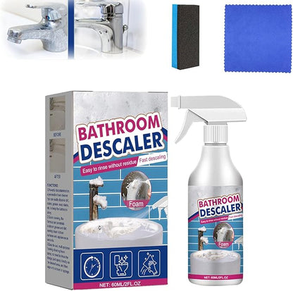 Bathroom Descaler Foam Cleaner Spray, Stubborn Stains Cleaner for Tiles, Faucets, Tubs & Glass, 60ml Each - All-Purpose Bathroom Stain Remover, Fresh Scent (1)