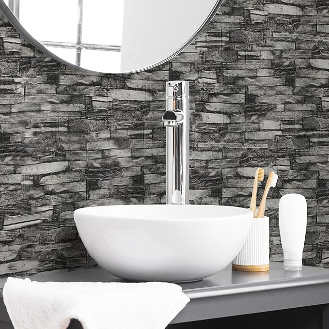 30PCS 3D Wall Panels Peel and Stick Foam, Self-Adhesive Decorative 3D Brick Wallpaper Wall Covering, Faux Stone Wall Panel Foam Brick for Living Room, Kitchen, Bathroom