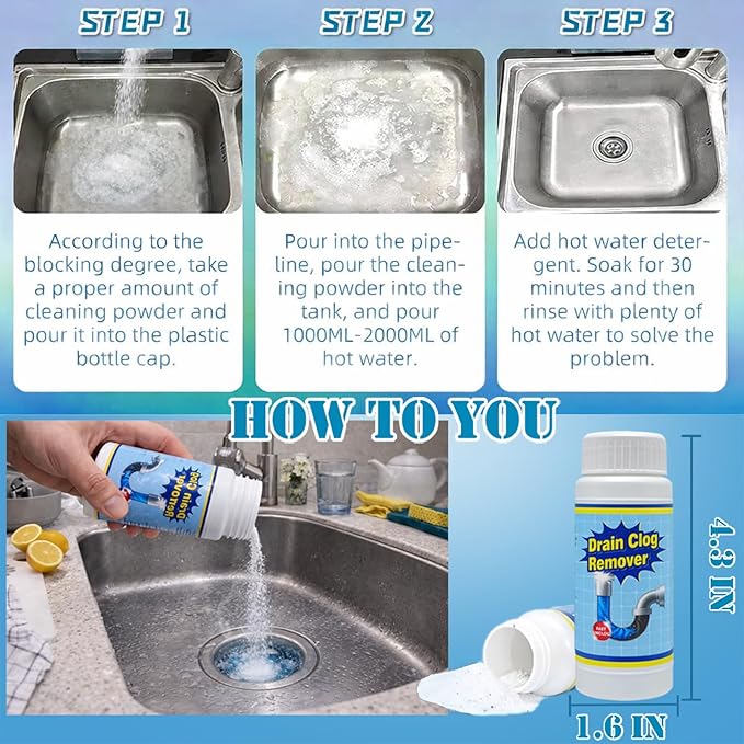 Wild Tornado Pipe Dredge, drain clog remover，Powerful Sink and Drain Cleaner, Fast Foaming for Kitchen and Pipes Cleaning Tool（4pcs）