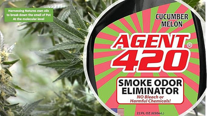 Agent 420 Odor Eliminator Trigger Spray, Cucumber Watermelon, 22 oz — Tea Tree Oil Breaks Down Smoke at the Molecular Level