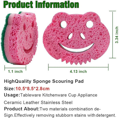 SmilePowo 12 Pack Scrub Sponge,Bulk Sponges,Dual-Sided Multi-Functional Premium Cleaning Sponges,Dishwashing Sponge for Heavy Duty Scouring Pads,Bathroom,Dish,Furniture,Kitchen(Frog Shape)
