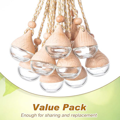 BBTO 50 Pcs Hanging Car Air Freshener Car Diffuser Bottles Empty Glass Perfume Bottle Freshener Diffuser Bottle Pendant for Essential Oil Fragrance Aromatherapy Ornament(Water Drop)