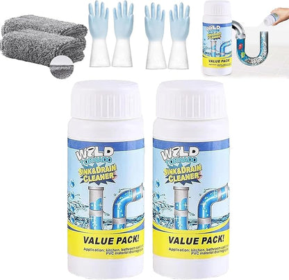 Powerful Sink and Drain Cleaner, Portable Powder Cleaning Tool for Kitchen Toilet Pipe, Unscented, Solid, Removes Clog, Eliminates Odor