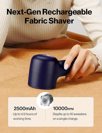 VASSON Fabric Shaver, Sweater Shavers to Remove Pilling, High-Perf Defuzzer, Rechargeable Electric Lint Shaver for Fuzz and Lint Balls from Clothing, Upholstery, Bedding (Blue)