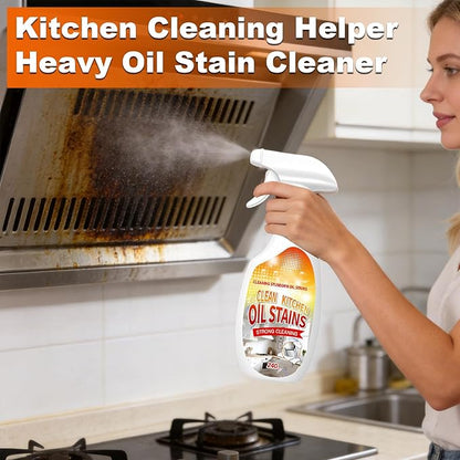 2PCS Heavy-Duty Oil Cleaner Stains,Clean Up Kitchen Oil Stains Spray,Multi-purpose Clean Up Kitchens Heavy Oil Duty,with 5 Sponge Scourers