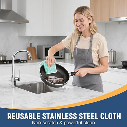 Double Side Non Scratch Wire Dishcloth 75pcs-Multipurpose Wire Dishwashing Rags Wire Mesh Cleaning Cloth,Kitchen Towels and Dishcloths Sets Microfiber Cloth for Cleaning Pans Sinks & Cookware