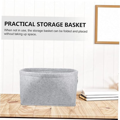 Hemobllo Felt Storage Basket Large Capacity Multi Purpose Organizer for Clothes and Sundries Lightweight Laundry Hamper for Home Bathroom Bedroom Light Gray