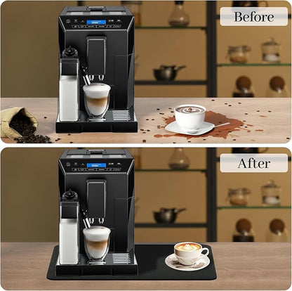 Bloss Coffee Mat, Dish Drying Mat, Coffee Bar/Maker Mat, Kitchen Counter Mat, Absorbent Hide Stain Rubber Backed Dish Drying Pad(12.2"x19.7", Black)