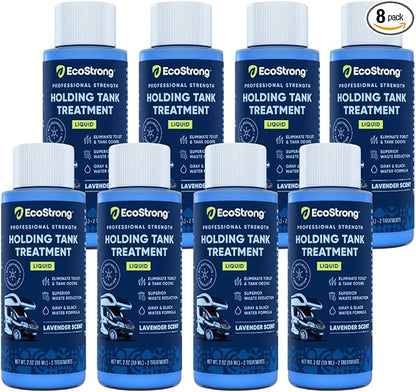 Eco Strong RV Toilet Treatment | RV Black Tank Treatment | RV Holding Tank Digestor, Odor Eliminator, and Cleaner | Perfect for Campers, RVs, Boats, 16 Treatments, Lavender
