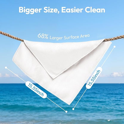 Microfiber Glass Cleaning Cloth 6 Pack, 15.5x15.5 Inch White Magic Cleaning Rags, Lint Free Streak Free Reusable Towels for Windows, Mirrors, Cars, Screens, Kitchen and Stainless Steel Surface