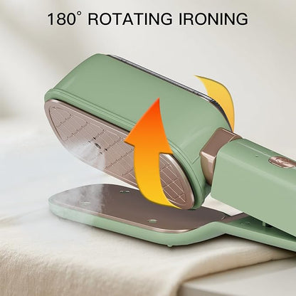 Handheld Press Steamer for Clothes, 3-in-1 Mini Travel Press Iron, 180° Rotatable, 1000W 15s Fast Heat-Up, Portable Garment Wrinkle Remover for Collars & Cuffs (Matcha Green)