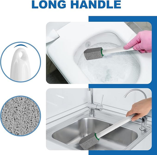 Pumice Stone Toilet Bowl Cleaner with Handle, 1 Wand + 6 Pumice Stones, Clean Hard Water Stains and Rust, Suitable for Toilets, Sinks, and Grills