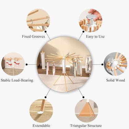 Foldable Clothes Drying Rack, Portable Garment Drying Rack for Indoor Outdoor, Space Saving Laundry Drying Rack, Sturdy Clothing Air Dryer Hanger for Balcony Bedroom Laundry Room