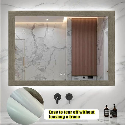 Teemall 10M Wood Grain Removable PVC Waterproof Border Wall Decor Self Adhesive Kitchen Bathroom Tiles Sticker Wallpaper Mirror Frame Sticker (Gray)