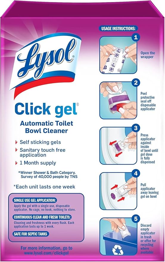 Lysol Automatic Toilet Bowl Cleaner, Lavender, (Pack of 4, 24 Count Total)