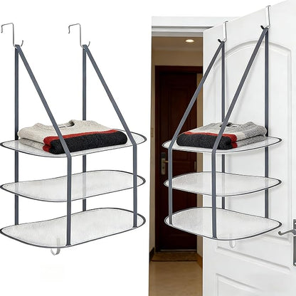 2PCS Sweater Drying Rack Hanging on Door Dryer Flat Portable Collapsible Mesh Large Laundry Clothes Drying Rack Room Organization 3 Tier