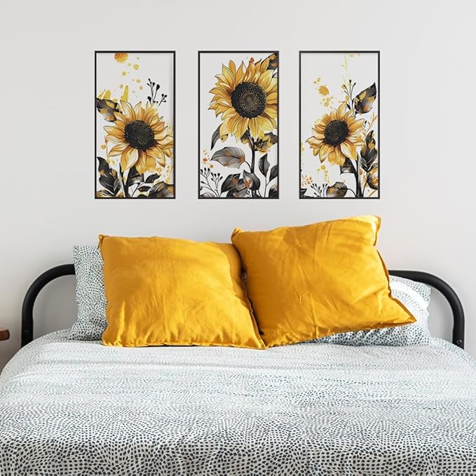 Sunflower Wall Stickers Floral Wall Art Decal Decor for Bedroom Living Room Offices Home Decoration