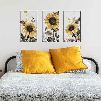 Sunflower Wall Stickers Floral Wall Art Decal Decor for Bedroom Living Room Offices Home Decoration