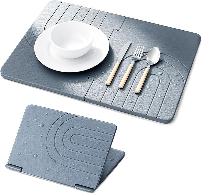 Small Stone Drying Mat for Kitchen Counter 18"×13" Diatomaceous Earth Dish Drying Mat, Drying Stone Mat for Modern Kitchen Countertop