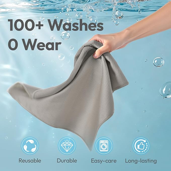 Microfiber Glass Cleaning Cloth 6 Pack, 15.5x15.5 Inch Magic Cleaning Rags, Lint Free Streak Free Reusable Towels for Windows, Mirrors, Cars, Screens, Kitchen and Stainless Steel Surface