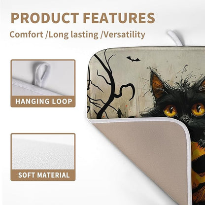 Black Cat Halloween Kitchen Dishes Drying Mat 16x18 Inch Halloween Fall Pumpkin Bat Dish Drying Mats for Kitchen Counter Absorbent Microfiber Dish Rack Mat Drainer Pad for Coffee Bar Sinks