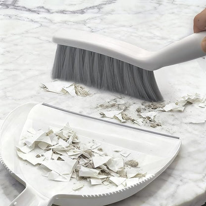 Mini Broom and Dustpan Set,Hand Broom with Dustpan Combo Nesting Snap-On Handheld Dust Pan and Brush Set, Small Broom and Dustpan Set for Kitchen, Desktop, Pet, Floor, Sofa, Grey White