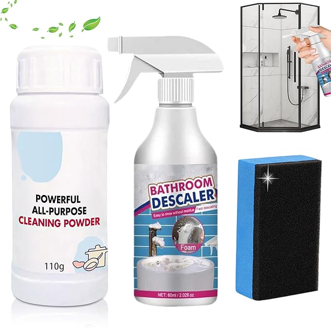 Bathroom Descaler Cleaner, Stubborn Stains Cleaner, Kitchen Foam Rust Remover, Powerful Kitchen All-purpose Powder Cleaner, All Purpose Bubble Cleaner Foam Spray (A+B)