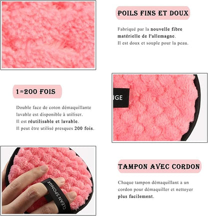 Vtrem 3 Colors Makeup Remover Pads: Reusable Rounds Soft Facial Cleaning Puffs Towels Double-Side Washable Make Up Removing Cloth Microfiber Multi-Function, White, Pink, Brown