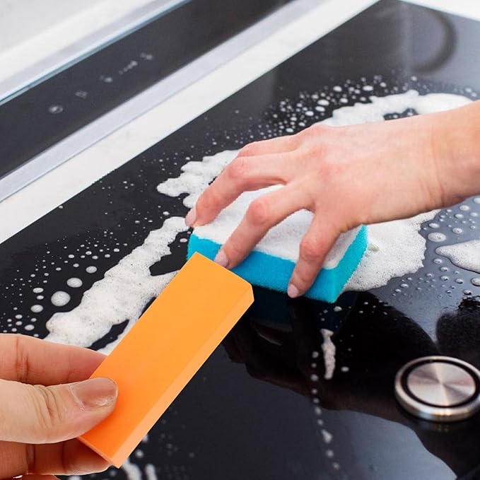 Alipis Rubber Stainless Steel Rust Eraser Multipurpose Kitchen Scrubber for Glass Countertops and Stoves Decontamination Tool for Hard Water Stains and Grease Removal