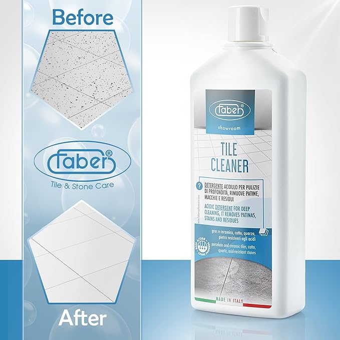 FABER Tile Cleaner - Heavy Duty Acidic Detergent for Deep Cleaning On Organic & Inorganic Dirt – Home and Commercial Remover for All Deep Stains and to Remove Residues from Other Cleaners, 1 Liter