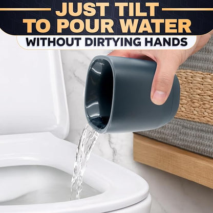 Toilet Brush and Holder Set - Silicone Toilet Brush Cleaner with Dark Grey Holder Base, Compact Accessory for Small Spaces - Easy to Place & Simple to Store After Use, Plastic Bathroom Cleaning Tool