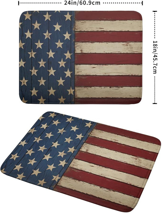 America Flag Star Stripes 4th of July Dish Drying Mat For Kitchen Counter Rustic Patriotic Independence Day Microfiber Absorbent Drying Mats Reversible Kitchen Countertop Drainer Pad 18x24 Inch