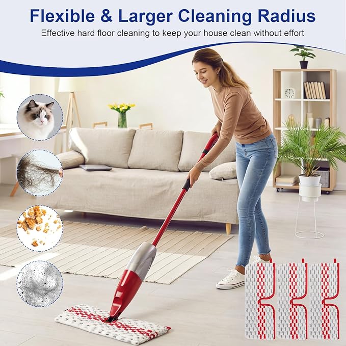 Spray Mop Pads Compatible with Oceda ProMist MAX Microfiber Spray Mop - Mop Replace Head for Dry/Wet Use - Reusable Washable Dust Mop Refills for Floor Cleaning,3 Pack