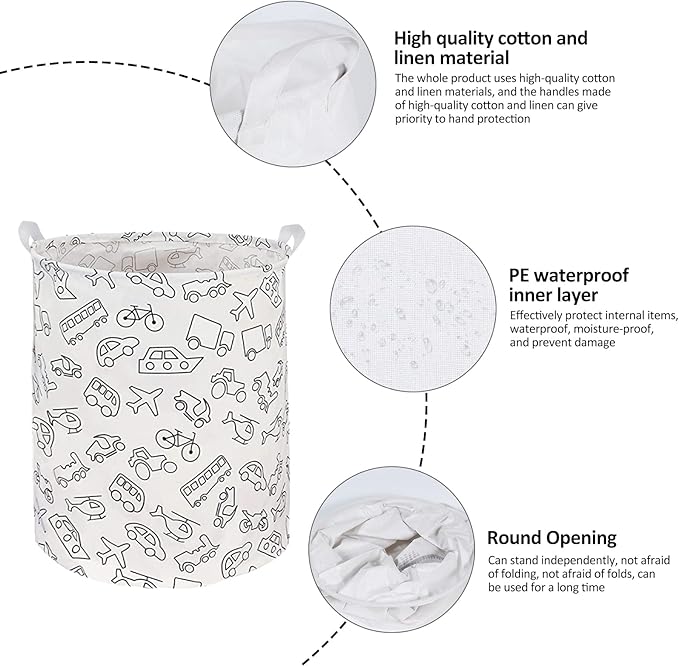 Collapsible Laundry Basket in Bedroom Waterproof Laundry Hamper in Bathroom Large Laundry Bag in College Dormitory Cloakroom Livingroom Nursery Organizer Toy Bin