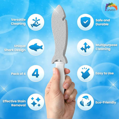 Pumice Stone for Cleaning with Handle (4 Pack) – Scrubbing Stone for Porcelain, Ceramic and Tile, Pumiceshark for Toilet Cleaning (4, Value Pack)