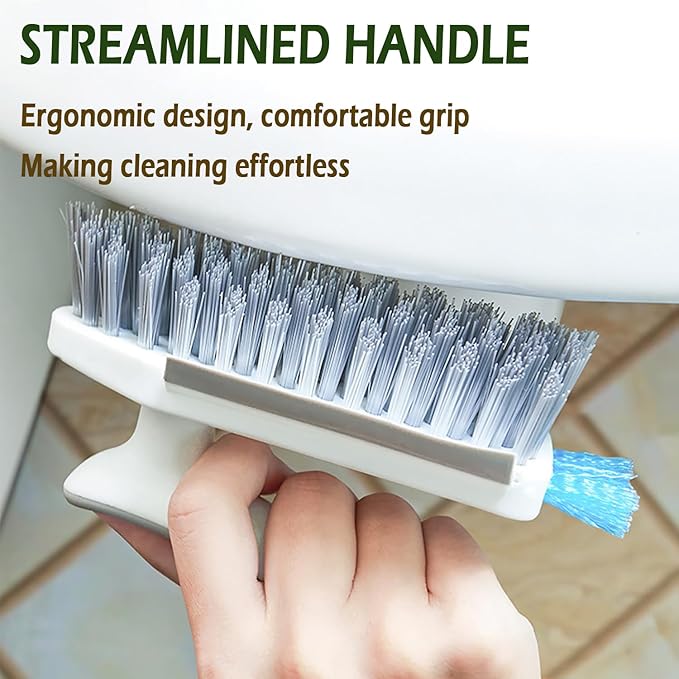 Alnorte 4 in 1 Grout Cleaning Brush with Scrape, V Shape Grout Cleaner for Tile Floors, Bathroom, Corner, Baseboard, Kitchen, Shower with Stiff Bristles (White)