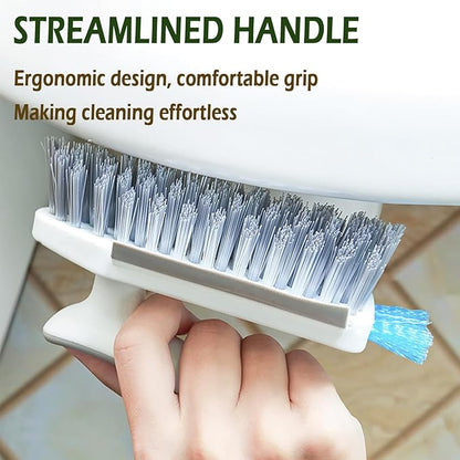 Alnorte 4 in 1 Grout Cleaning Brush with Scrape, V Shape Grout Cleaner for Tile Floors, Bathroom, Corner, Baseboard, Kitchen, Shower with Stiff Bristles (White)