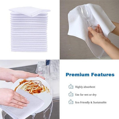 SINLAND Microfiber Dish Cloth Washing Cloths for Dishes Best Kitchen Cloths Cleaning Cloths Wash Cloth for Kitchen Poly Scour Side 12Inchx12Inch 20 Pack